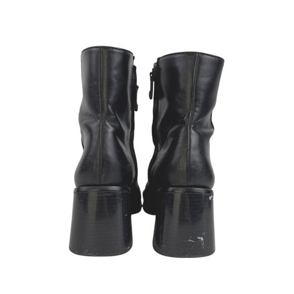 Sam Edelman Winnie Black Faux leather Block Heel Square Toe Bootie Boots Size 9 - Picture 3 of 6